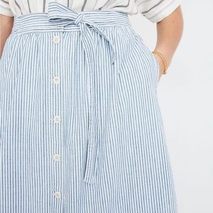 Madewell Tie Palisade Button Front Midi skirt - NWT